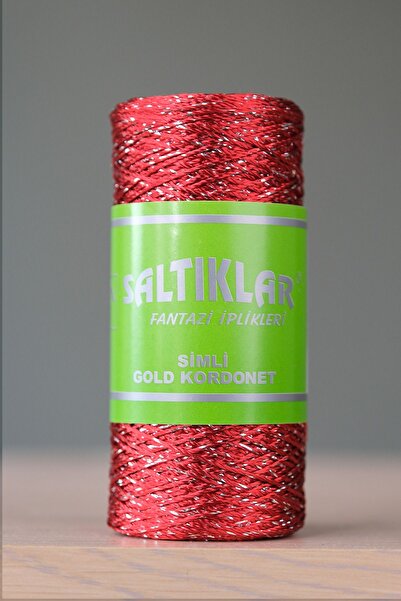 SALTIKLAR Simli Kordonet Örgü Nakış Ipi Premium Kordonet Ipi Kırmızı Sg-24
