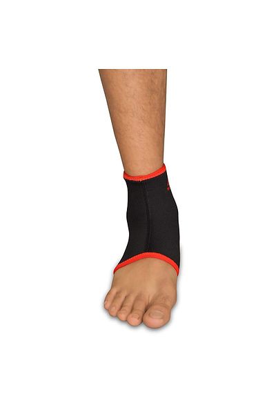 Nivia Orthopedic Slip-in Ankle Support (Black/Red, Size - Large) | Material - Neoprene