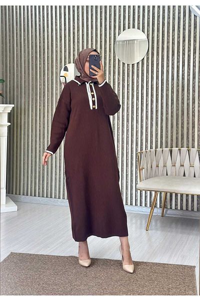 Moda Krash Плетена рокля с яка на риза