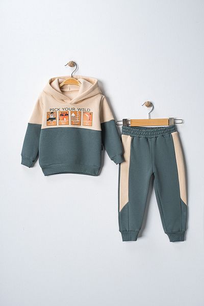 c.c.l. coccolin kids baby clup Animals Printed 3 Thread Double Bottom Top Boys' Fleece Tracksuit Set