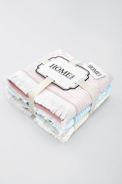 HOME 1961 50X90 Jacquard High Water Absorbent Cotton Towel Set - 3-Piece Patterned (Chapel)