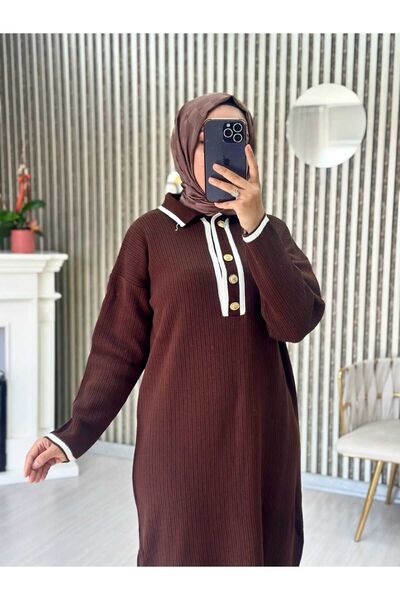 Moda Krash GÖMLEK YAKA TRİKO ELBİSE