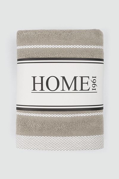 HOME 1961 Hayden 100% βαμβακερό μαλακό σετ πετσετών απορρόφησης νερού 2 - Μπεζ ριγέ και μονόχρωμο 50x90cm
