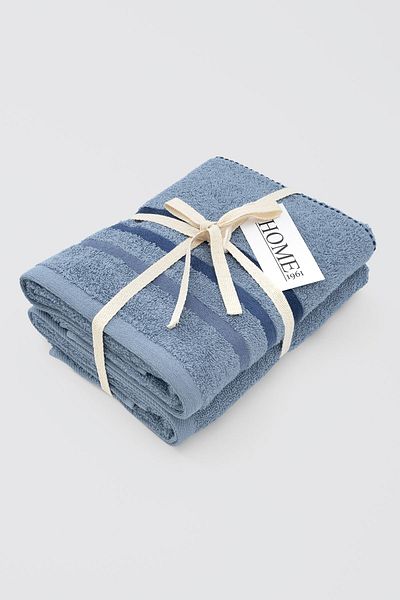 HOME 1961 Σετ πετσετών Blue Striped High Water Absorbent 100% Cotton - 50x90 Cm- Raiz