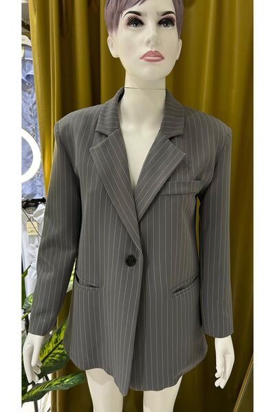 ekshe Çizgili maskülen blazer ceket