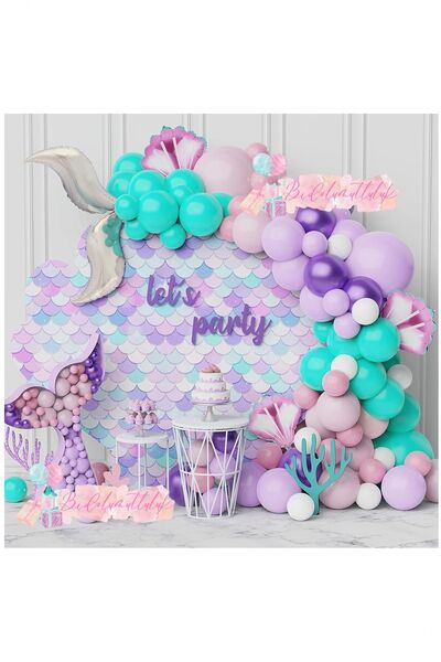 BİDOLUMUTLULUK Deniz Kızı Konsept Metalik Balon Seti Parti Doğum Günü Konsept...