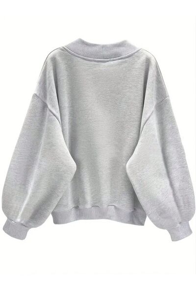 FUWEAR Kadın Michigan Baskılı V Yaka Oversize Sweatshirt