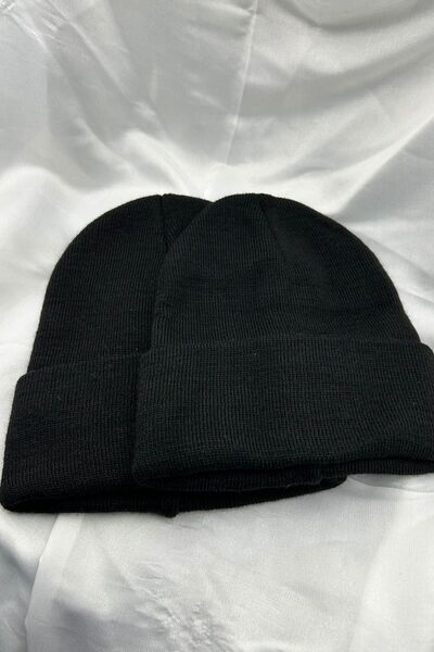 KISCHE 2 Pieces Unisex Men's Women's Stretchy Comfortable Winter Windproof 2-Piece Black Beanie
