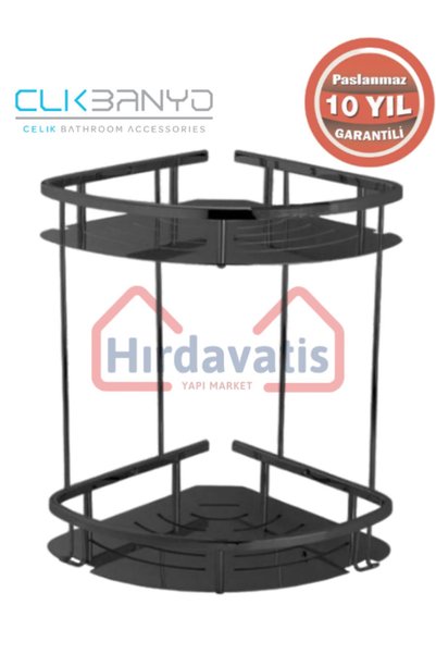 ÇELİK BANYO Paslanmaz Pirinç Marin Mat Siyah 2'li 19x19 Cm Şampuanlık Banyo R...