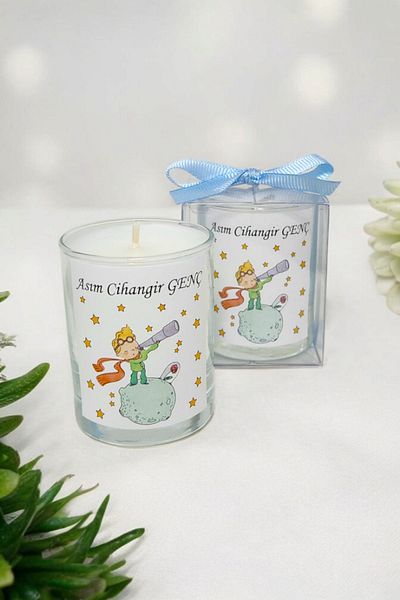 Tiem Concept Baby Gift Little Prince Printed Blue Decorated 10 Cup Candles