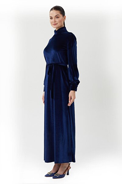 Jupe Belden Kuşaklı Kadife Elbise