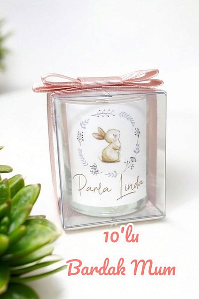 Tiem Concept Baby Gift Rabbit Printed 10 Cup Candles