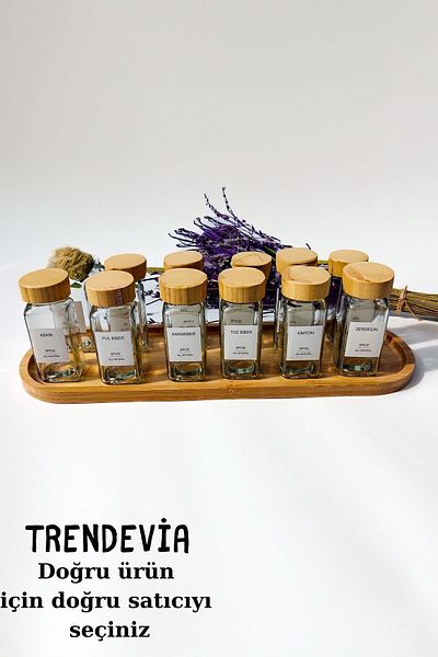 Home 12-Piece Glass Spice Rack Set with Bamboo Lid (Stand Not Included)
