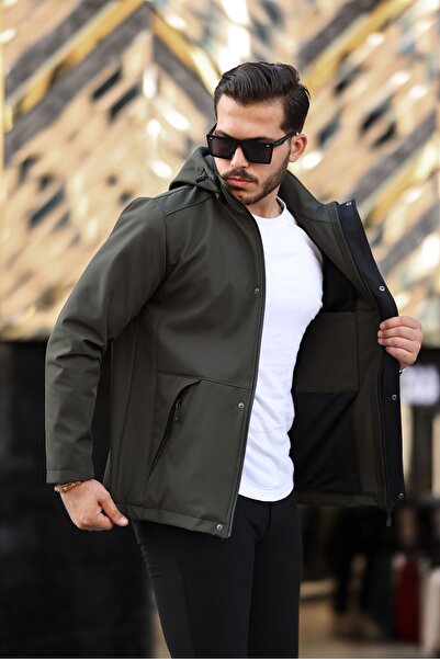 Boymen Ανδρικό παλτό Shoftgel με κουκούλα και γούνινο παλτό