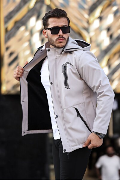 Boymen Water and Windproof Men's Hooded Softshell Coat with Fur Inside