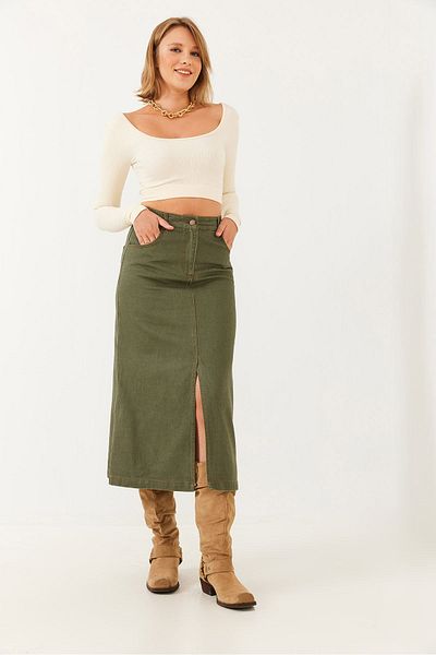 Butik Arzu Special Fashion Workshop Slit Midi Length Skirt