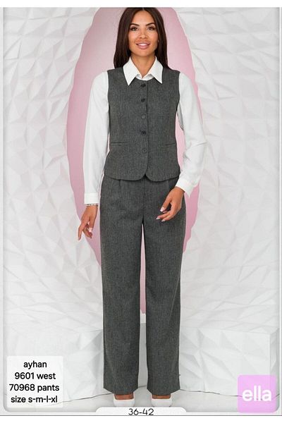 AYHAN Anthracite Vest-Pant Double Set