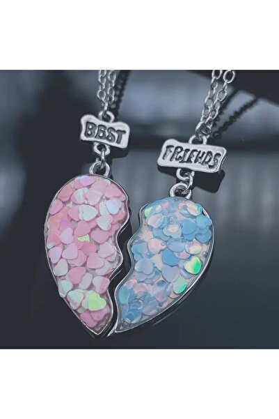 GlassySKY 2-renkli Kalp Kolye Kızlar Için En Iyi Arkadaş Best Friends Kolye,doğum Günü Hediyesi