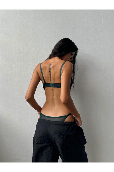 Cansoy Emerald Green Bra Set with Glitter Support (686t)