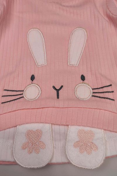 Peki 5-Piece Cotton Embroidered Set - Ribbed Gift for Newborn Baby and Kids Girl 14916