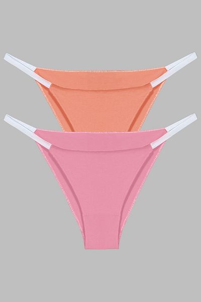 Yohannes Club Set of 2 Brazilian String Women's Panties - Salmon, Powder