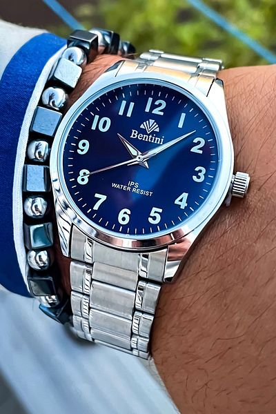 Bentini New Season Silver Color Steel Cord Men's Wristwatch 3Atm Waterproof with Bracelet Gift