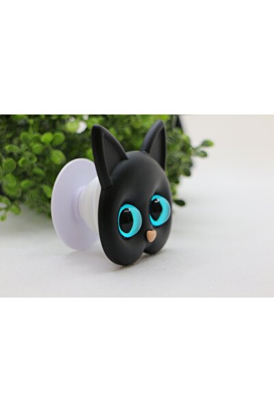 Genel Markalar Kedi Tasarım Popsocket Telefon Tutacağı Desenli ve Baskılı Parmak Tutucu Akrobat Siyah Belirtilmemiş