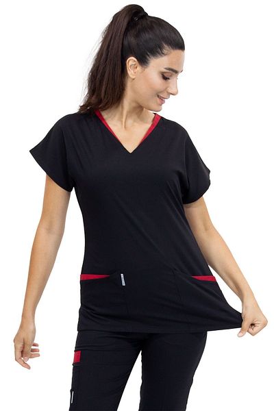Alsancak Üniforma Twin Flex Black Lycra Thin Fabric Doctor Jersey and Nurse Jersey Set