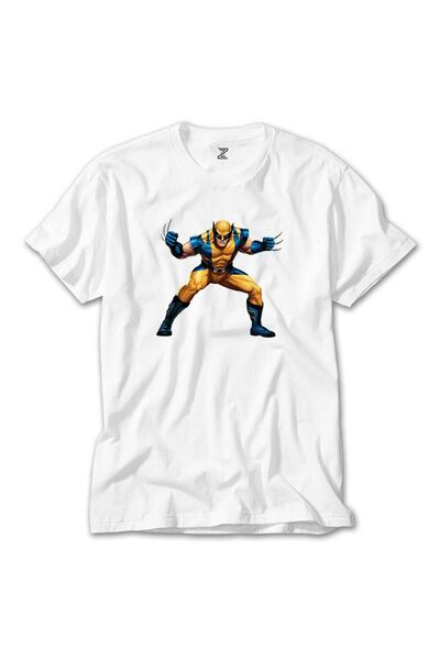 Butik تي شيرت ولفيرين بورتريه أبيض