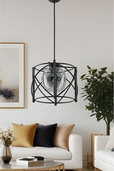 DEDE Single Curva Pendant Light Chandelier Black Smoked Color Glass