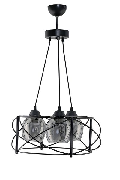 DEDE Metal Smoked Glass Triple Curva Chandelier