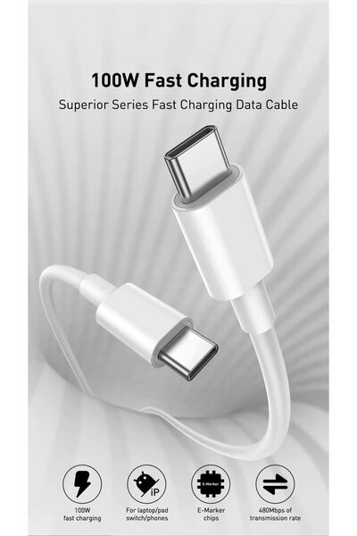 TEMU Type-c 100w Hızlı Şarj Kablosu Samsung Iphone Huawei Uyumlu