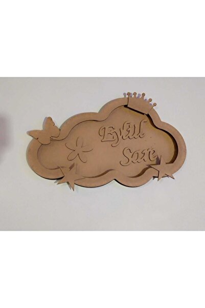 AllFayLazer Ahşap Mdf Kapı Süsü Bubble Bulut Pano İsme Özel ve Figür Hediyeli...