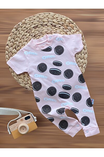 Murat Baby Neşeli Bebeklerimiz Baskılı Kısa Kollu Tulum Pembe