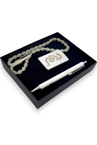 SürLaz 3 Parça Hediyelik Set Isme Özel Tükenmez Kalem Ejderha Desenli Benzinl...