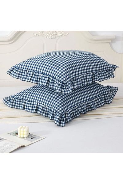Erba kreasyon Μαξιλαροθήκη με βολάν Gingham Pattern Μαξιλαροθήκη με βολάν 2τμχ