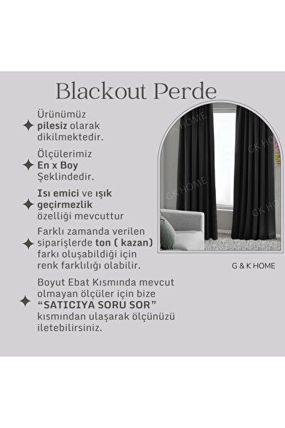 Pierre Cardin Açık Gri Blackout Perde , Karartma Işık Geçirmez Perde , Pilesiz Dikim (Tek Kanat Fon Perde)
