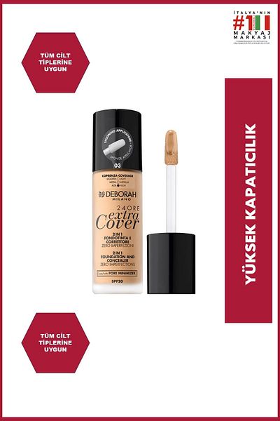Deborah Milano 24 Ore High Coverage Foundation No: 03 Sand