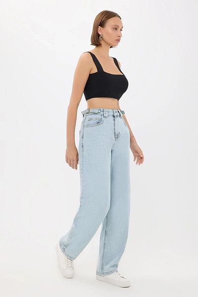 Hiccup Blugi Mom Fit cu talie înaltă - Detaliu curea