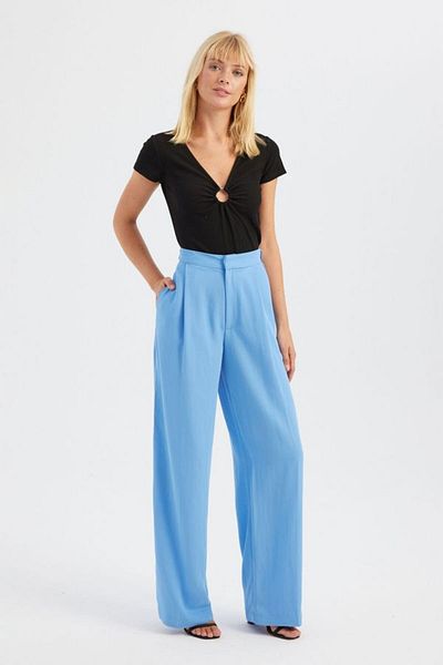 Hiccup Pantaloni cu talie înaltă plisați cu croiala dreaptă