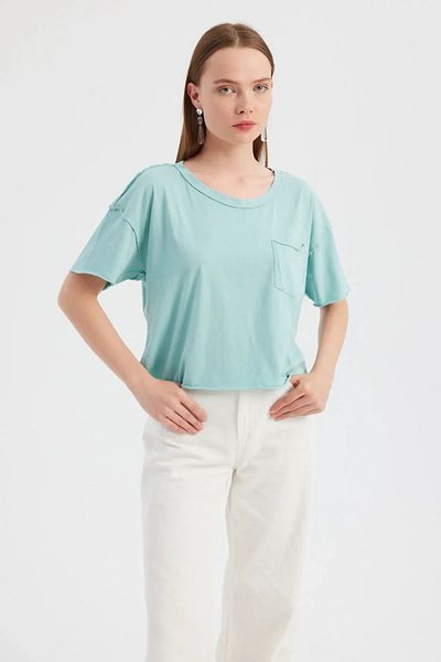 Hiccup Tricou de bază țesut cu mânecă scurtă cu gât rotund
