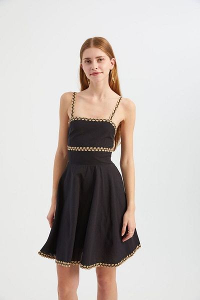 Hiccup Square Neck Spaghetti Strap Mini A-Line Dress