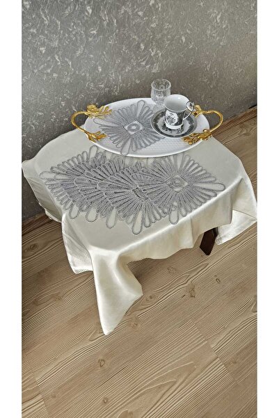 ZESA HOME Set of 6 Coffee Color Stylish Tulle Guipure Napkins