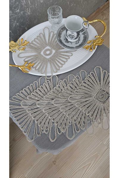 ZESA HOME Set of 6 Coffee Color Stylish Tulle Guipure Napkins
