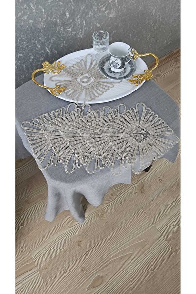 ZESA HOME Set of 6 Coffee Color Stylish Tulle Guipure Napkins