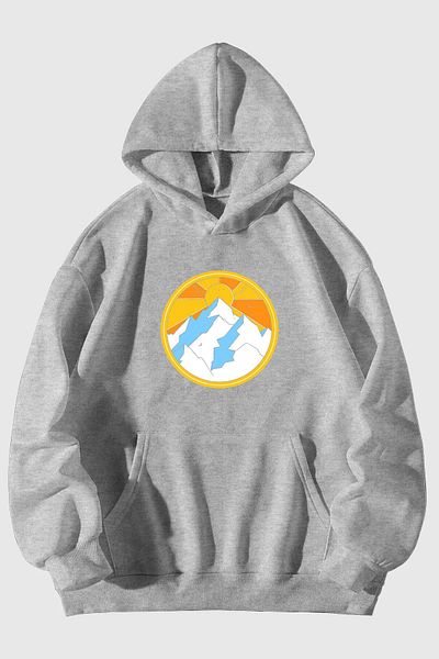 Pink Sky Sun Printed Unisex Kangaroo Pocket Hooded Sweat