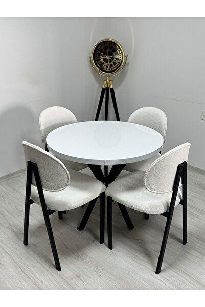 Royal Nobel Yuvarlak 4 Kişilik Mutfak Masası Takımı (MDF)