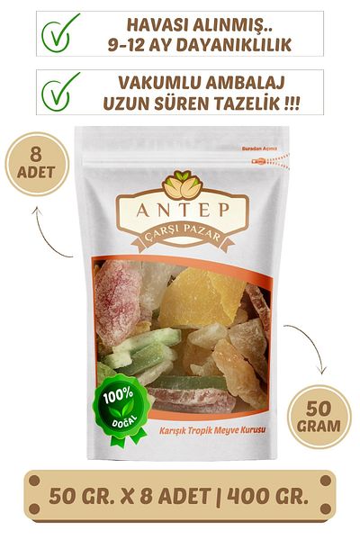 Antep Çarşı Pazar 8 Mixed Dried Fruits - 50 Gr. Vacuum Packaging