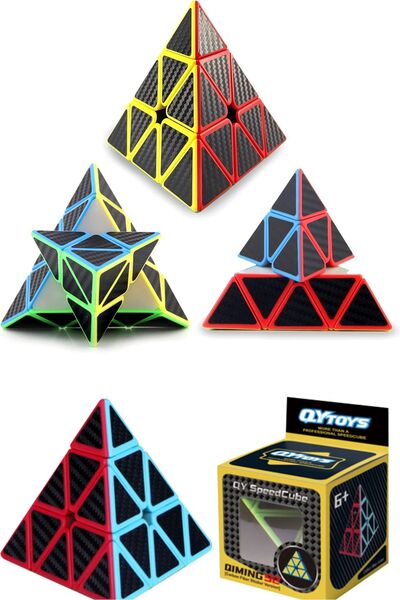 TOYFEST Qy Fiber Karbon Pyramid Pyraminx Küp Hızlı Rübik Zeka Sabır Küpü