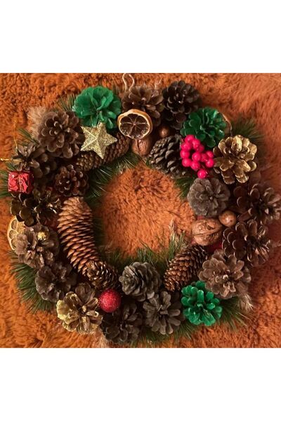 Marrone Ornament pentru ușă cu con de Crăciun - Accesoriu pentru masă cu coro...